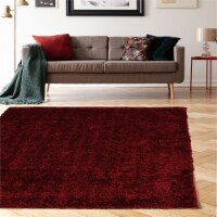 Linon Confetti Shag Polyester 5'x7' Rug in Wine Red
