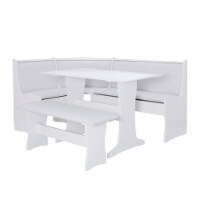 Linon Sanford Wood Storage Nook Dining Set in White and Gray