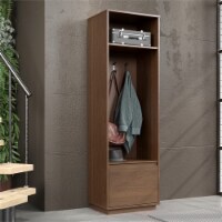 Linon Keane Wood Mid Century Hall Tree with One Drawer in Brown