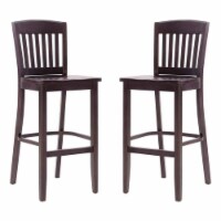 Linon Mira Wood Commercial Grade Set of Two Barstools in Brown