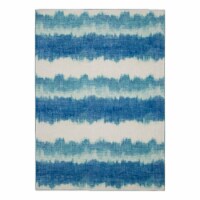 Linon Indoor Outdoor Washable Beck Polyester Area 5'x7' Rug in Ivory and Blue