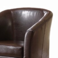 Saltoro Sherpi Faux Leather Upholstered Wooden Club Chair with Stitched Detail, Brown