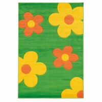 Linon Corfu Floral Machine Made Frieze Yarn 5'x7'7  Rug in Lime Green