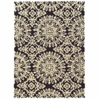 Linon Trio Melinda Hand Tufted Polyester 5'x7' Area Rug in Navy
