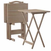Linon Acacia Wood Five Piece Tray Table Set in Acacia Gray