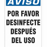 Condor Spanish Por Favor Desinfecte Sign,10  H  HWN838T1007