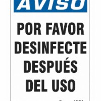 Condor Spanish Por Favor Desinfecte Sign,10  H  HWN838P1007