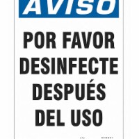Condor Spanish Por Favor Desinfecte Sign,10  H  HWN838A1007