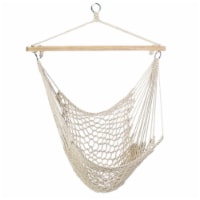 Hammock Chair Hanging Rope Seat Swing with Wooden Stick 220lbs Load for Patio Yard Porch