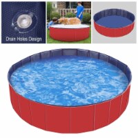 Foldable Pet Swimming Pool PVC Kiddie Baby Dog Swim Pool Bathing Tub Playmat Kids Pools Red
