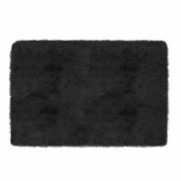 Fluffy Bedroom Rug 4' x 2.6' Anti-Skid Shaggy Area Rug Decorative Floor Carpet Mat Black