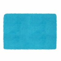 Fluffy Bedroom Rug 4' x 2.6' Anti-Skid Shaggy Area Rug Decorative Floor Carpet Mat Blue