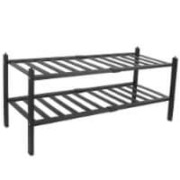 Bamboo Shoe Rack 2 Tier Stackable Shoe Shelf Free Standing Small Shoe Storage Organizer for