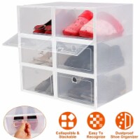 6Pcs Collapsible Shoe Box Stackable Shoe Storage Bin Transparent Dustproof PP Shoe Organizer
