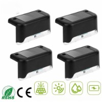 4Pcs Solar Powered LED Step Lights Outdoor Water-Resistant Dusk To Dawn Sensor Fence Lamps