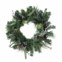 Northlight Mixed Pine with Blueberries Pine Cones and Ice Twigs Artificial Christmas Wreath -
