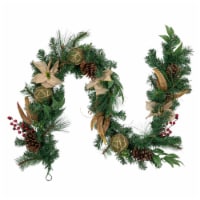 Northlight 6' x 10 Mixed Pine with Poinsettias and Berries Christmas Garland, Unlit