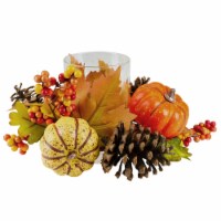 Northlight 10  Pumpkin, Berry and Pine Cone Fall Harvest Tealight Candle Holder