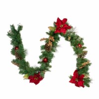 Northlight 6' x 10 Pine and Poinsettias Artificial Christmas Garland - Unlit
