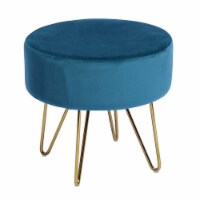 CRO Decor Saka Metal Accent Chair with Velvet Upholstery in Teal Blue