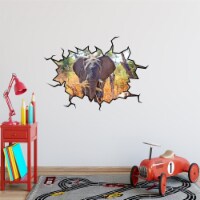 African Elephant Safari Wall Crack Vinyl Wall Decal - WC13