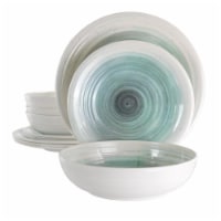 12 Piece Potters Wheel Lightweight Melamine Dinnerware Set, Light Blue