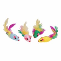 Feather Mouse Rattlers Toy - Pack of 4