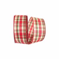 Plaid Prime Value Wired Edge Ribbon - Red & Green - 2.5 in. x 50 yards