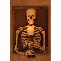 Framed 3D Harvey Skeleton Torso Holding Flameless Candle