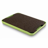 Flow Juice Catching Cutting Board Slim Non Slip, Black-Green