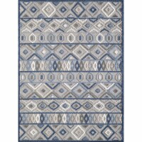 Calla 6921 Grey/Blue Aztec Area Rug, Size - 2'2 x 4'