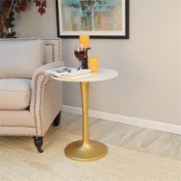 Carolina Classics Piuma Marble Top Accent Table in White and Antique Gold