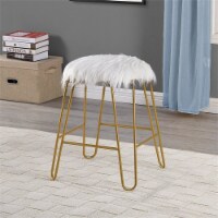Carolina Classics Morrissey 18  Vanity Chair in White Faux Fur and Gold