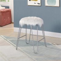 Carolina Classics Morrissey 18  Vanity Chair in White Faux Fur and Silver