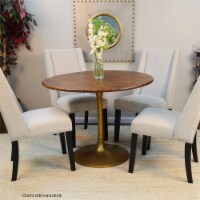 Carolina Classics Alden Wood Top 40  Round Dining Table in Elm and Antique Gold