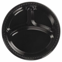 10.25 in. Heavyweight Plastic 3 Compartment Plate, Black