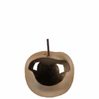 Ceramic Apple Figurine with Stem, Polished Chrome & Bronze - Small