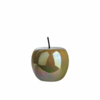 Ceramic Apple Figurine with Stem, Polished Pearlescent Green - Small