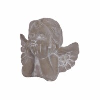 Cement Cherub Head with Resting on Hands, Gray