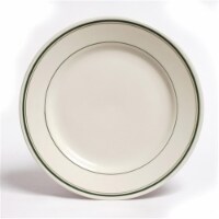 Green Bay 7.13 in. Wide Rim Rolled Edge China Plate - American White with Green Band - 3 Doz