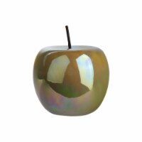 Ceramic Apple Figurine with Stem, Polished Pearlescent Green - Large