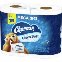 Procter & Gamble 2 Ply Charmin Ultra Soft Bath Tissue, White - Pack of 4