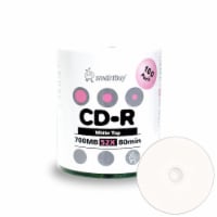 100 Pack Smartbuy 52X CD-R 700MB 80Min White Top Non-Printable Data Blank Recordable Disc