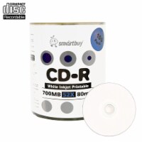 100 Pack Smartbuy 52X CD-R 700MB 80Min White Inkjet Hub Printable Data Blank Recordable Disc