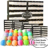 Bulk Bath Bombs Gift Set by Purelis. 24 Pc Large Bath Balls wrapped in 4 Gift Boxes.