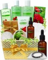Bergamot Essential Oil 12-Piece Bath & Body Basket Gift Set with Aromatherapy Stone Bracelet