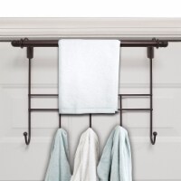 5 Towel Hook Door Hanger includes Towel Rack Bar, 17 Inches, 2 Inch Over the Door Hook Bronze