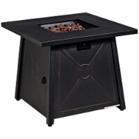 30'' Square Gas Fire Pit Table Propane 50,000 BTU Patio Yard w/ Lava Rocks