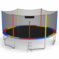 Gymax 12/14/15/16 Ft Multicolored Trampoline Recreational Exercise w/ Safety Net Ladder 12 ft