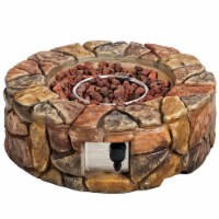 Gymax 28-inch Stone Gas Fire Pit 40,000 BTU Propane Patio Yard w/ Lava Rocks